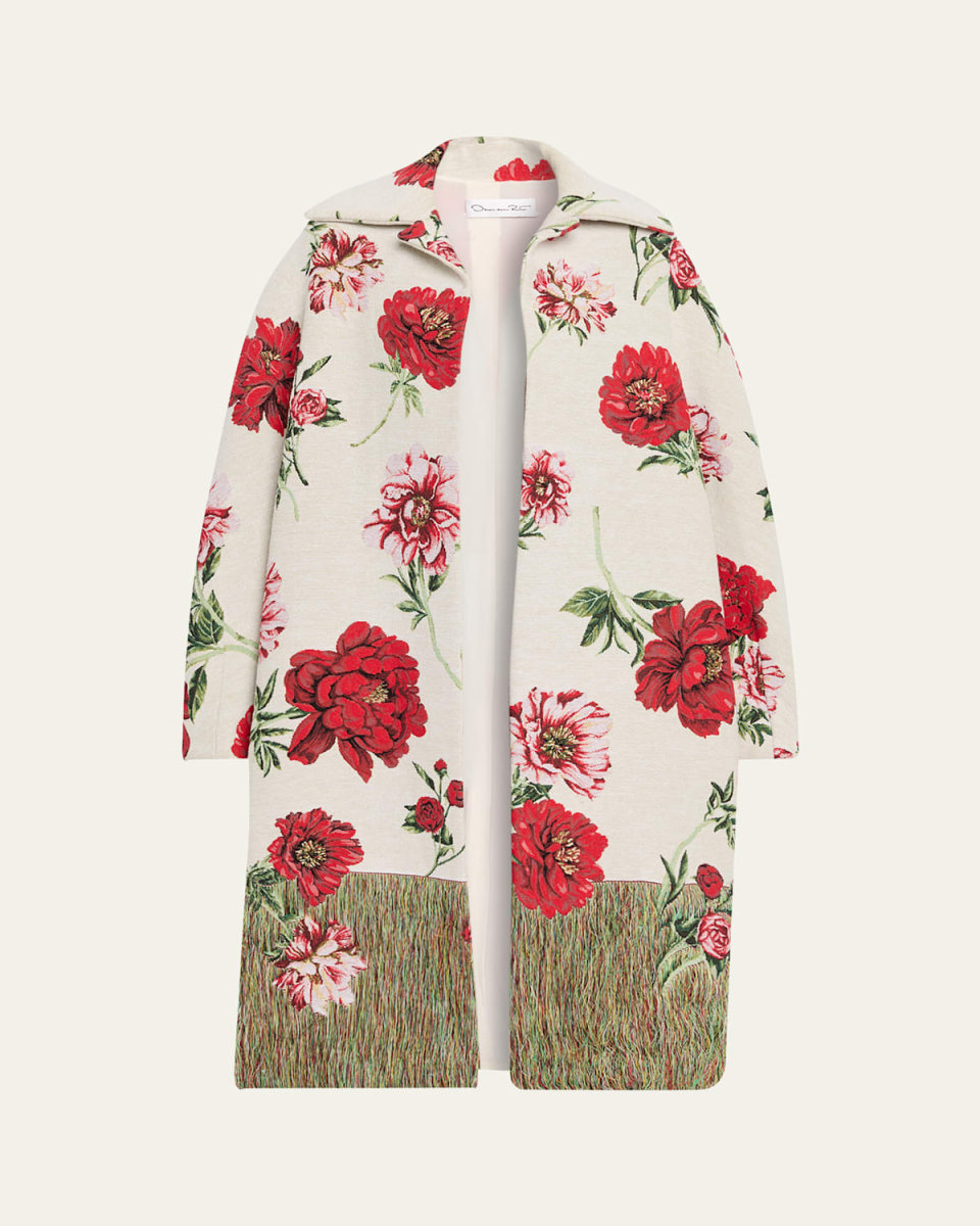 Oversized Peony Jacquard Coat